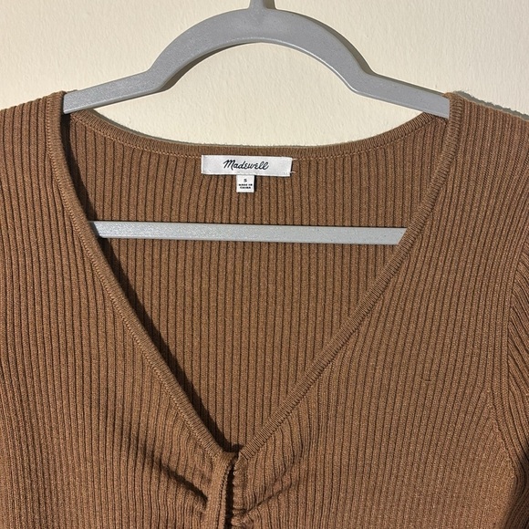 Madewell Brown Bodycon V-Neck Dress - Picture 5 of 9
